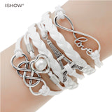 leather multilayer Charm  bracelet