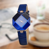 women Jewel gem cut black geometry quartz wristwatches