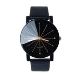 Quartz Dial Clock Leather Watch